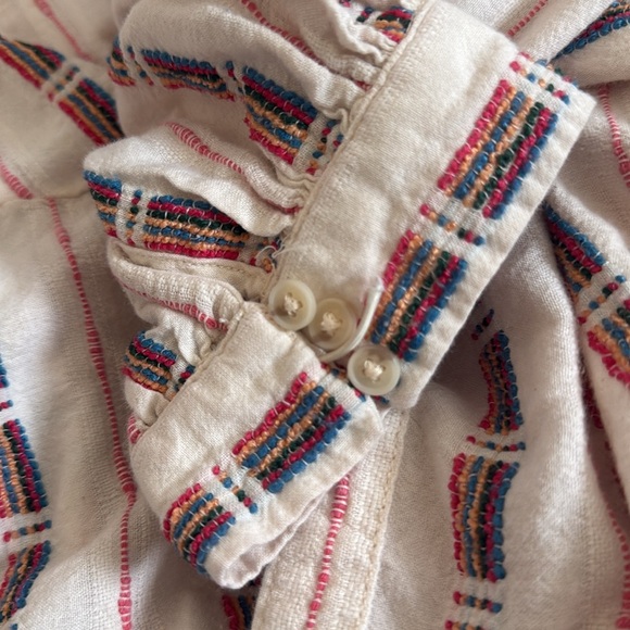 Pilcro x Anthropologie Bella Femme Embroidered Button Down Boho Puff Sleeve Top - Picture 6 of 11
